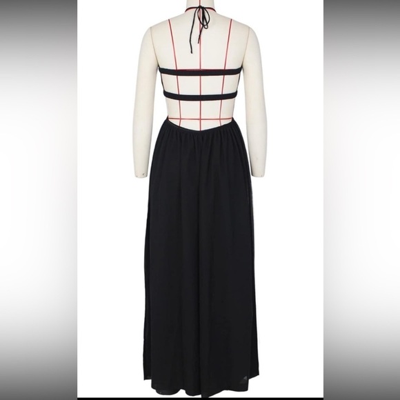 Bluewolfsea Womens Sexy Halter Backless Chiffon Wide Leg Jumpsuit Boho NWT 2XL - Picture 5 of 9